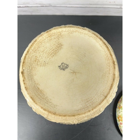 Vintage Ceramic Biscuit Cookie Cracker Jar Barre Cross Stich Pattern No Handle - Picture 8 of 12